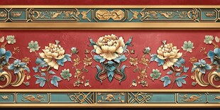 中式古典牡丹花纹饰图案