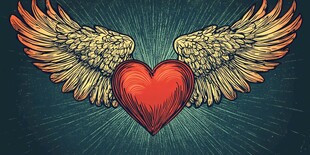 带翼红心插画