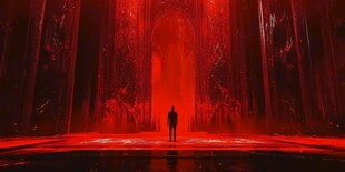 神秘红境中的孤独身影