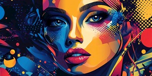 炫彩波普风女性肖像插画