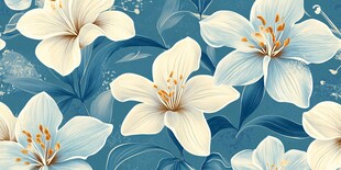 蓝底白花图案 清新雅致