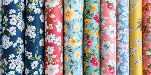 多彩花卉图案布料展示