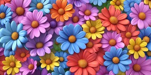 缤纷多彩花朵图案