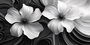 黑白花卉艺术纹理图案