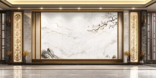 中式奢华大理石背景墙装饰