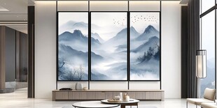 中式山水屏风 雅致客厅景致