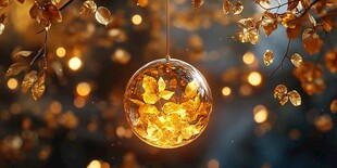 金色梦幻悬浮树叶玻璃球