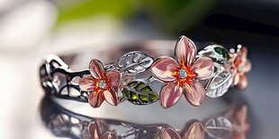 花朵银手镯 精致优雅饰品