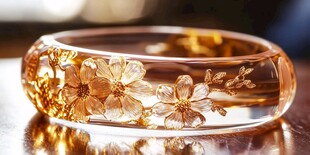 琥珀雕花手镯 精致典雅