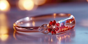 玫瑰金花朵镶嵌精美手镯