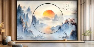 中式山水客厅装饰壁画