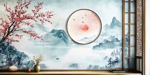 中式山水意境装饰画场景