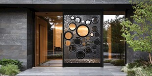 现代艺术风金属雕花入户门