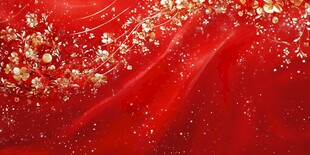 红绸金饰背景 华丽喜庆风