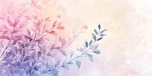 梦幻水彩花卉枝叶背景图
