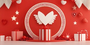 浪漫爱心主题节日装饰场景