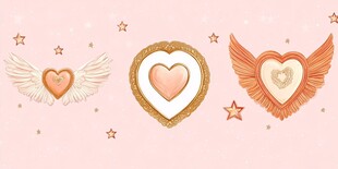 梦幻带翼爱心图案设计