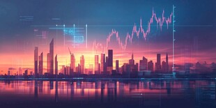 都市黄昏与金融图表景观