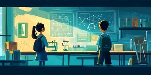 学生在实验室专注研究画面