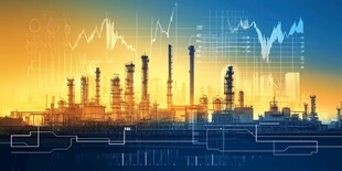 工业炼油厂与金融图表景象