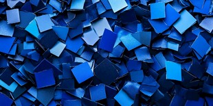 蓝色方块堆叠视觉盛宴