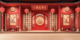 中式传统店铺喜庆场景