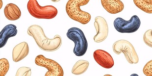 多彩坚果无缝图案背景