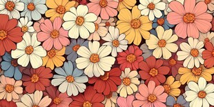 缤纷多彩小雏菊花卉图案