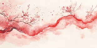 水墨红梅 灵动诗意画卷