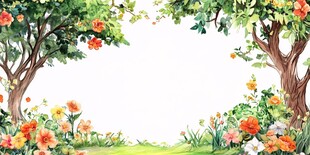 梦幻花草树木风景插画