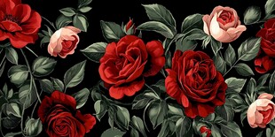 红粉玫瑰绿叶精美图案