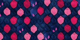 深蓝玫红鱼鳞纹无缝图案