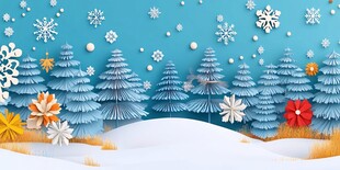 冬日纸艺雪景森林景观