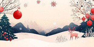 冬日雪景中的圣诞温馨场景