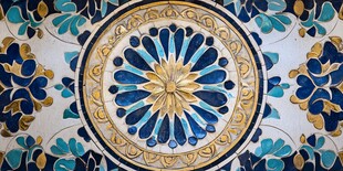 精美蓝金花纹瓷砖图案