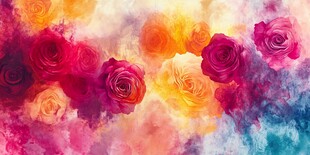 梦幻水彩玫瑰花海