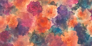 缤纷水彩玫瑰花海图案