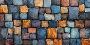 多彩石块拼接纹理墙面