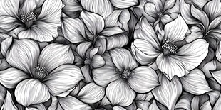 黑白花卉无缝图案背景
