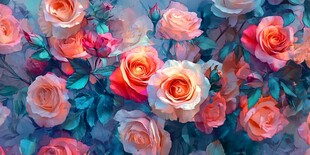 梦幻绚丽的多彩玫瑰花海