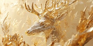 金色麋鹿置身梦幻植物间