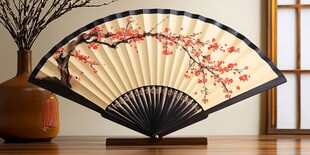 中式折扇 雅致花卉装饰