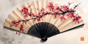 中式梅花折扇 古韵雅致