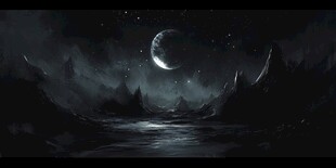 月夜下的神秘山水奇景