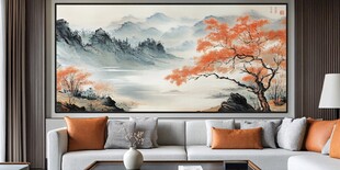 客厅中式山水挂画装饰美