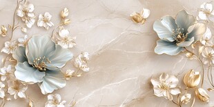 淡金花卉大理石纹理背景