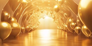 金色气球打造梦幻通道