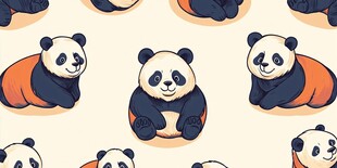 可爱熊猫图案无缝背景图