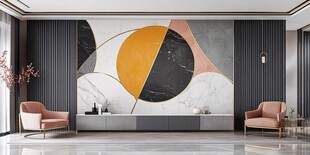 现代客厅抽象艺术背景墙