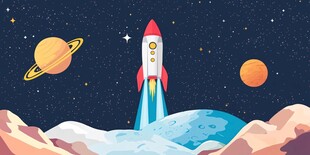 火箭升空探索浩瀚宇宙